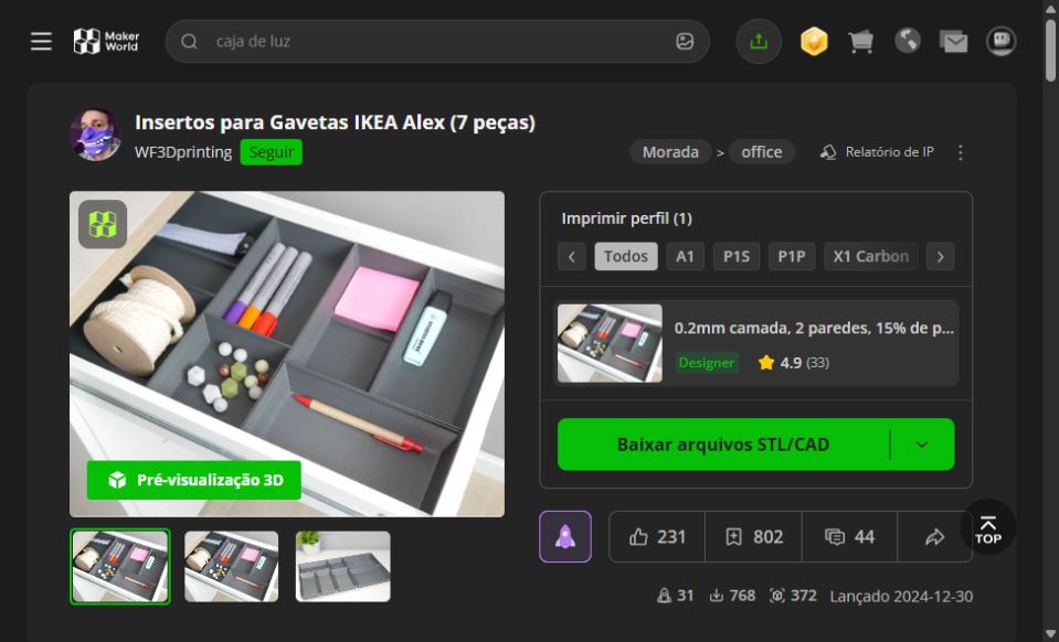 Insertos para Gavetas IKEA Alex